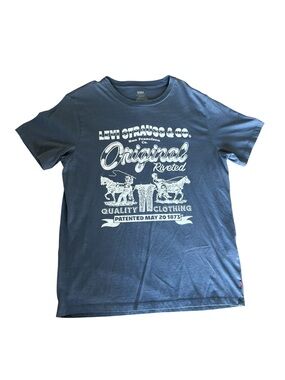 Levi's Navy Blue Short Sleeve Graphic Tee with White Print